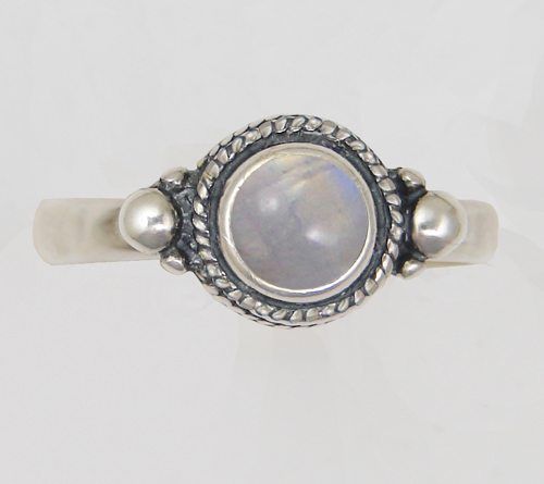 Sterling Silver Enchanting Ring With Rainbow Moonstone Size 9